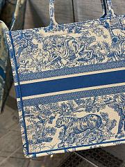 Kitlife  Dior Book Tote Cornflower Blue Toile de Jouy Embroidery - 42*18*35cm - 5