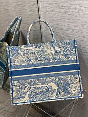 Kitlife  Dior Book Tote Cornflower Blue Toile de Jouy Embroidery - 42*18*35cm - 4