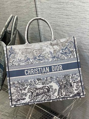 Kitlife Dior Book Tote Blue Gradient Toile de Jouy Embroidery - 42*18*35cm