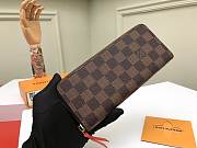 Kitlife Louis Vuitton Zippy Wallet Damier Ebene Canvas Red Interior - 19x9cm - 3