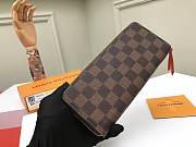 Kitlife Louis Vuitton Zippy Wallet Damier Ebene Canvas Red Interior - 19x9cm - 2