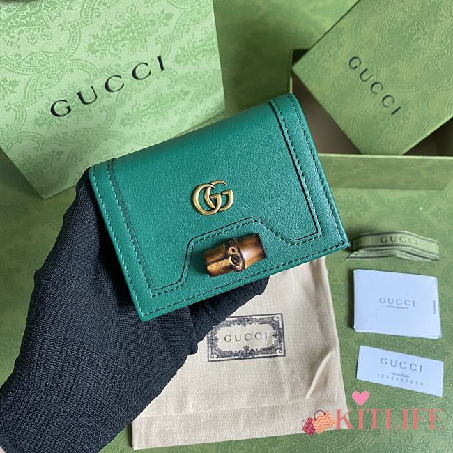 Kitlife Gucci Diana card case wallet green leather - 658244 - 11*9*3cm - 1
