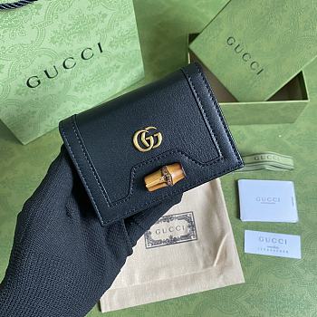 Kitlife Gucci Diana card case wallet black leather - 658244 - 11*9*3cm