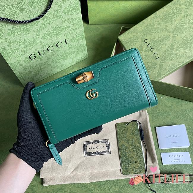 Kitlife Gucci Diana continental wallet green leather - 19*10*3.5cm - 1