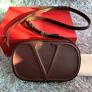 Ktilife Valentino Garavani VLOGO Leather Camera Bag Burgundy – 25x15.5x6cm - 1