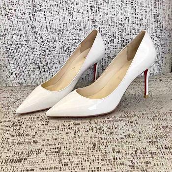 Kitlife Christain Louboutin Pigalle Follies White Patent - 8cm