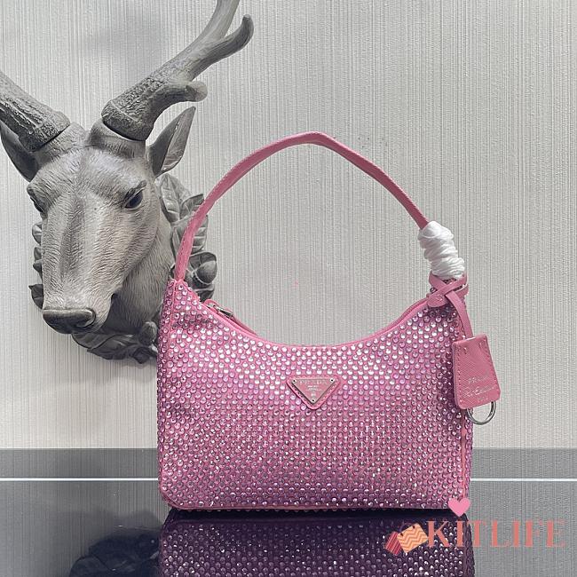 Kitlife Prada Re Edition Crystal Bag In Nylon Pink - 22x12x6cm - 1
