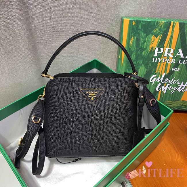 Kitlife Prada Fiery Black Prada Matinée Micro Saffiano leather bag - 21x16.5x9.5cm - 1