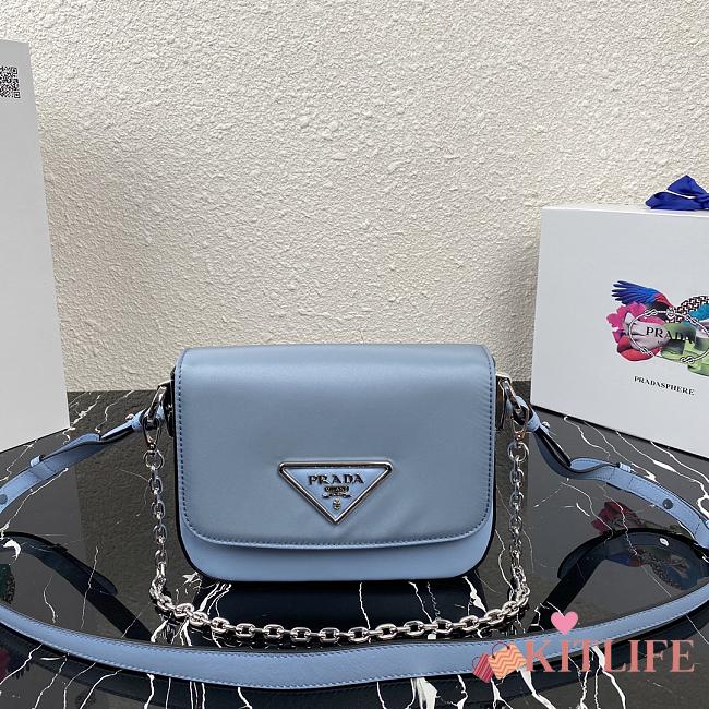Kitlife Prada Shoulder Bag in nylon and leather blue - 1BD263 - 21x16x6.5cm - 1