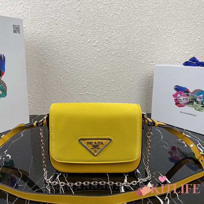 Kitlife Prada Shoulder Bag in nylon and leather yellow - 1BD263 - 21x16x6.5cm - 1