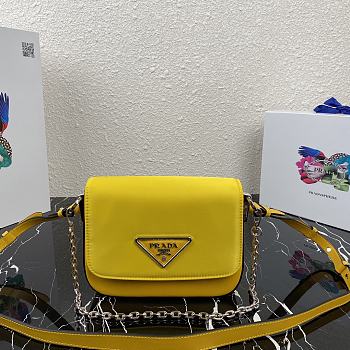 Kitlife Prada Shoulder Bag in nylon and leather yellow - 1BD263 - 21x16x6.5cm