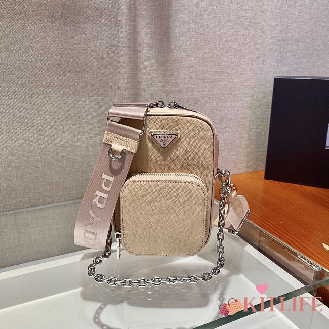Kitlife Prada Water Lily Saffiano leather pink mini bag - 1BH183 - 17.5x11x3.5cm - 1