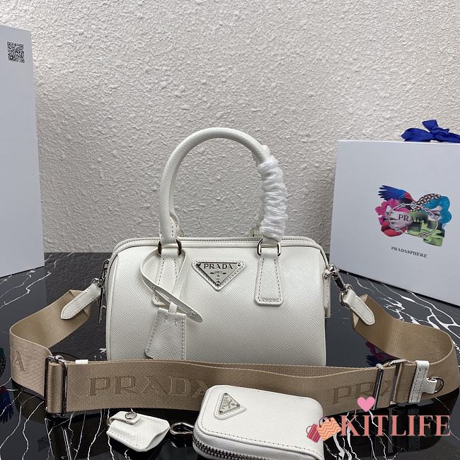 Kitlife Prada Saffiano leather top-handle bag white - 20X11X11.5CM - 1