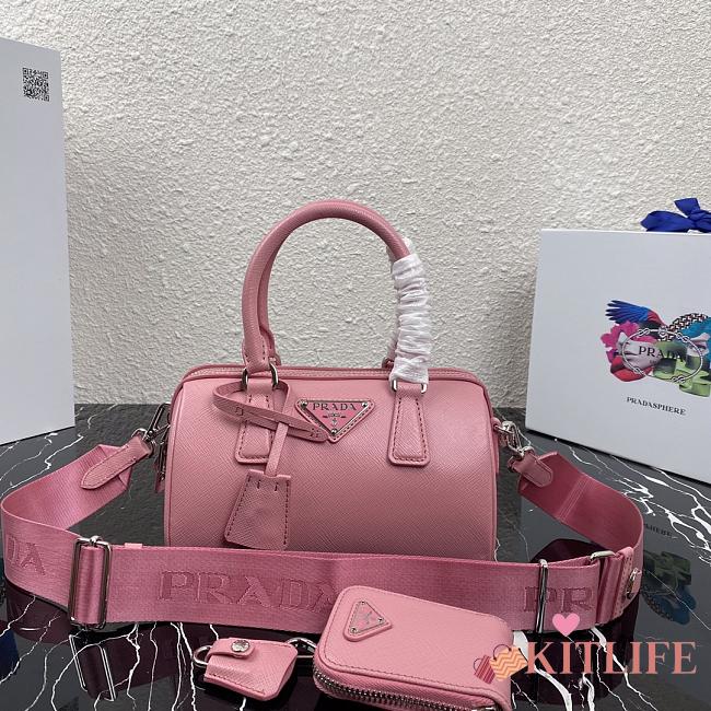 Kitlife Prada Saffiano leather top-handle bag pink - 20X11X11.5CM - 1