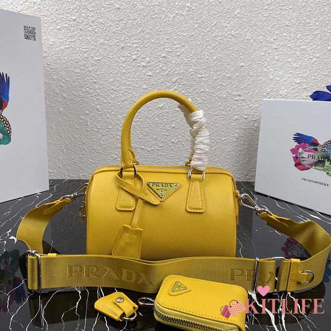 Kitlife Prada Saffiano leather top-handle bag yellow - 20X11X11.5CM - 1