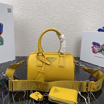 Kitlife Prada Saffiano leather top-handle bag yellow - 20X11X11.5CM