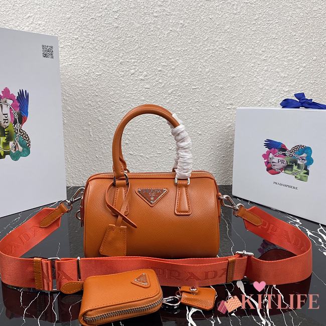 Kitlife Prada Saffiano leather top-handle bag orange - 20X11X11.5CM - 1