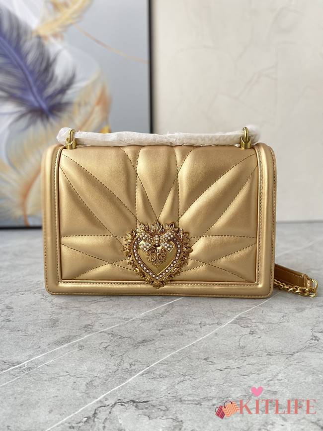 Kitlife Dolce & Gabbana Devotion Small Crossbody Bag Gold - 26x 17.5 x 7.5cm - 1