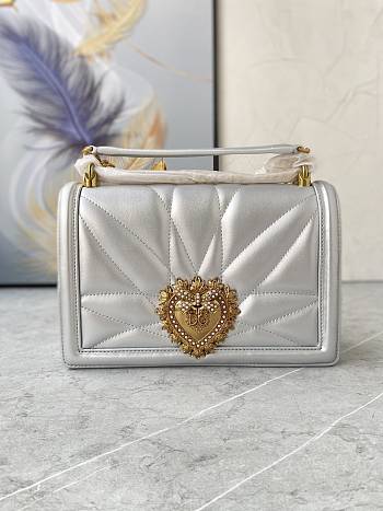 Kitlife Dolce & Gabbana Devotion Small Crossbody Bag Silver - 26x 17.5 x 7.5cm