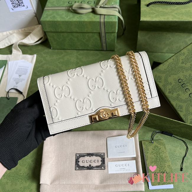 Kitlife Gucci GG wallet with chain white - ‎676155 - 19x 10x 4cm - 1