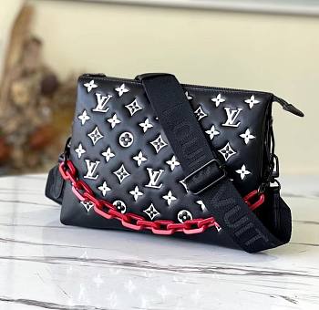 Kitlife Louis Vuitton Coussin PM Black Red Chain - 26x20x12cm