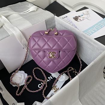 Kitlife Chanel Heart Chain Handbag Purple - 20×17×6.5cm