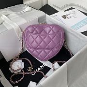 Kitlife Chanel Heart Chain Handbag Purple - 20×17×6.5cm - 6