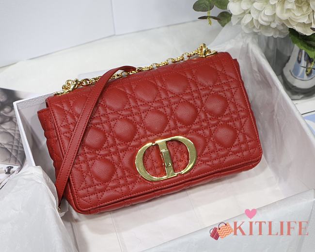 Kitlife Medium Dior Caro Bag Medium Red - M9242U - 25.5x15.5x8cm - 1