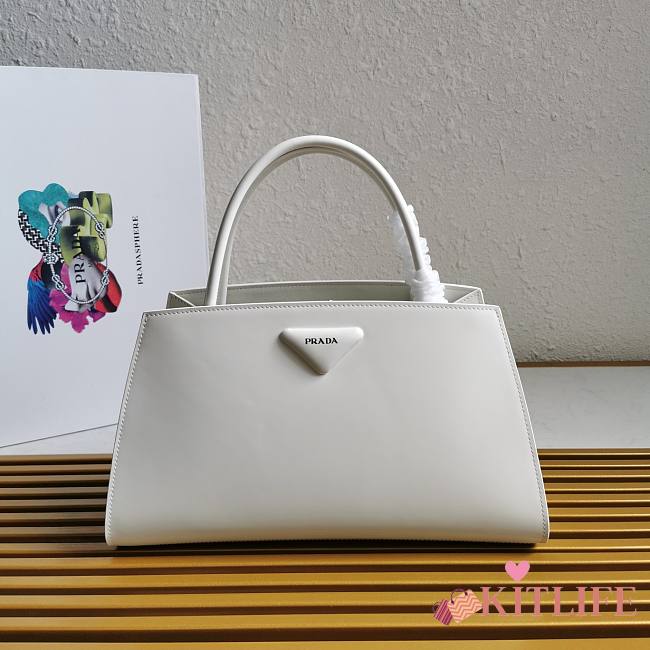 Kitlife Prada Brushed leather handbag white - 1BA327 - 33x18x13.5cm - 1