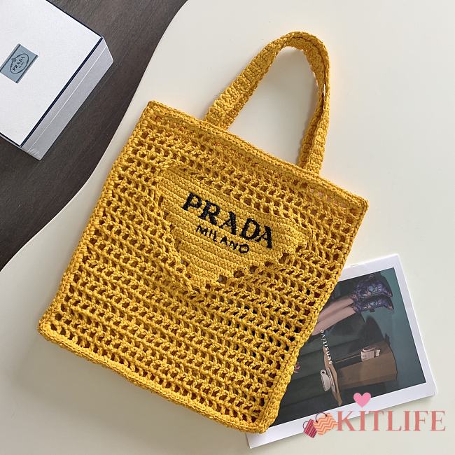 Kitlife Raffia tote bag yellow - 1BG393 - 36x38x3cm - 1