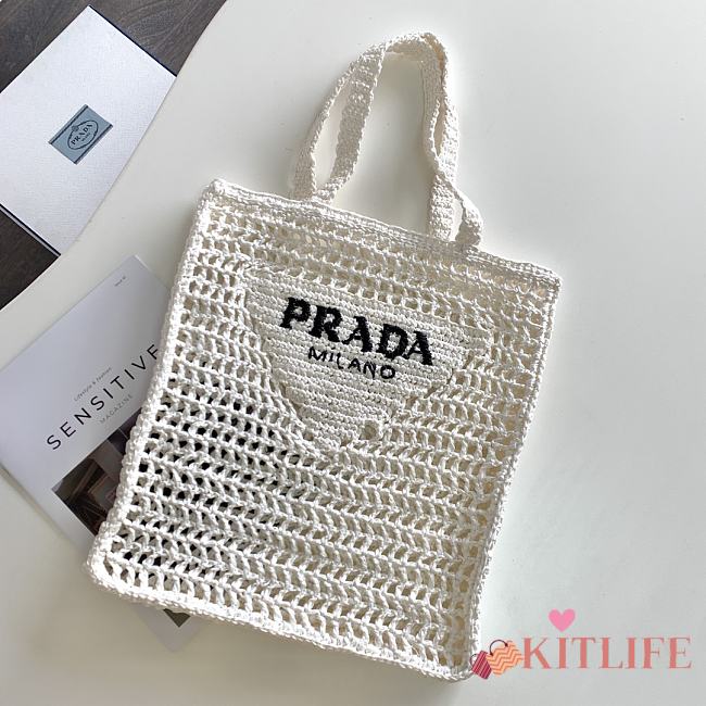Kitlife Raffia tote bag white - 1BG393 - 36x38x3cm - 1