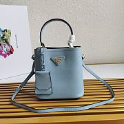 Kitlife Prada Small Saffiano Leather Prada Panier Bag Cloud Blue - 1BA217 - 17x18X10.5 - 1