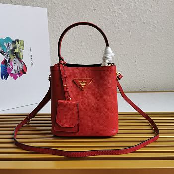 Kitlife Prada Small Saffiano Leather Prada Panier Bag Red - 1BA217 - 17x18X10.5