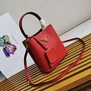 Kitlife Prada Small Saffiano Leather Prada Panier Bag Red - 1BA217 - 17x18X10.5 - 2