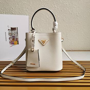 Kitlife Prada Small Saffiano Leather Prada Panier Bag White - 1BA217 - 17x18X10.5