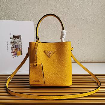 Kitlife Prada Small Saffiano Leather Prada Panier Bag Yellow - 1BA217 - 17x18X10.5