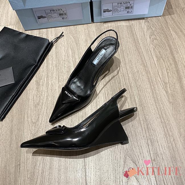 Kitlife Prada Brushed leather slingback pumps black 65MM - 1I885M - 1
