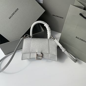 KITLIFE BALENCIAGA HOURGLASS SMALL HANDBAG IN SILVER - 19x8x21cm