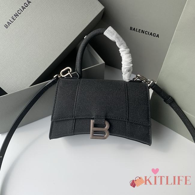 KITLIFE BALENCIAGA HOURGLASS SMALL HANDBAG IN BLACK - 19x8x21cm - 1