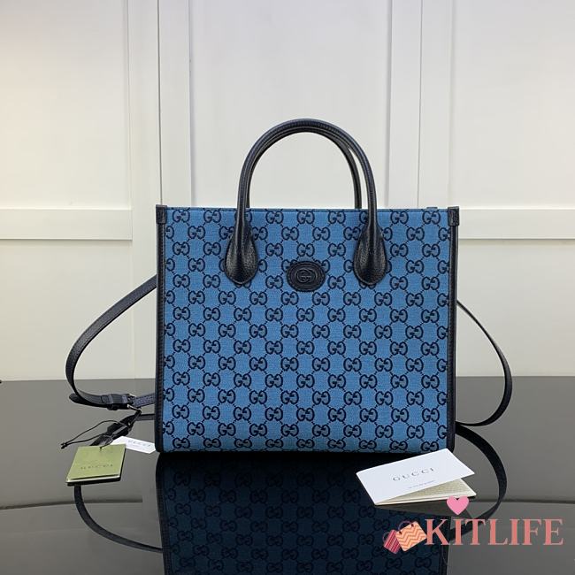 Kitlife Gucci Small Tote Bag Canvas GG Supreme Blue - 659983 - 31x26.5x14cm - 1