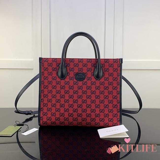 Kitlife Gucci Small Tote Bag Canvas GG Supreme Red - 659983 - 31x26.5x14cm - 1