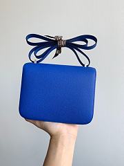 Hermes Epsom Constance In Blue And Silver Hardware Semi-Handmade Wax Thread Sewing – 19cm - 3