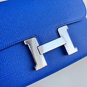 Hermes Epsom Constance In Blue And Silver Hardware Semi-Handmade Wax Thread Sewing – 19cm - 2