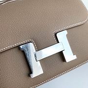 Hermes Epsom Constance In Grey And Silver Hardware Semi-Handmade Wax Thread Sewing – 19cm - 2