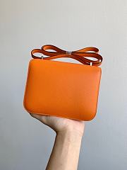 Hermes Epsom Constance In Light Orange And Silver Hardware Semi-Handmade Wax Thread Sewing – 19cm - 3