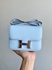 Hermes Epsom Constance In Cloud Blue And Silver Hardware Semi-Handmade Wax Thread Sewing – 19cm - 1