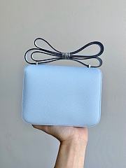 Hermes Epsom Constance In Cloud Blue And Silver Hardware Semi-Handmade Wax Thread Sewing – 19cm - 2