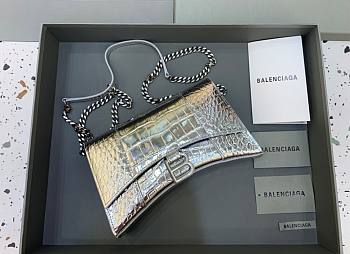 Kitlife Balenciaga Hourglass WOC Crocodile Silver - 23x5x14cm