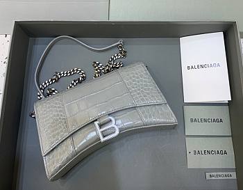 Kitlife Balenciaga Hourglass WOC Crocodile Grey Silver Hardware - 23x5x14cm