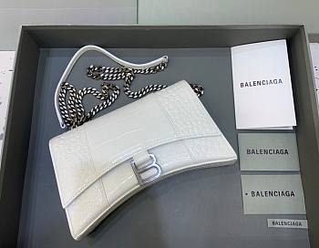 Kitlife Balenciaga Hourglass WOC Crocodile White Silver Hardware - 23x5x14cm